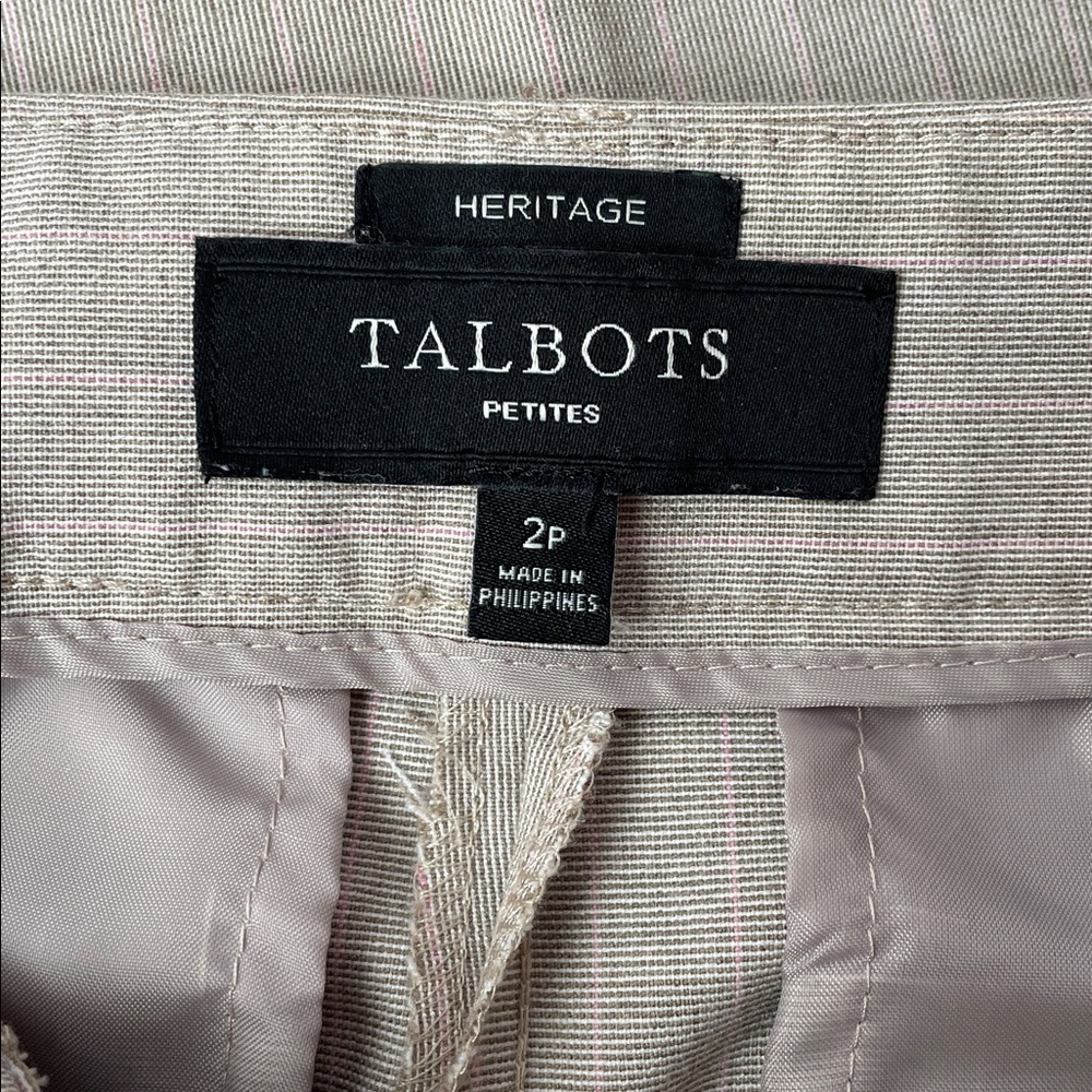 Talbots Women’s Beige/Pink Dress Pants.  Size 2P - Picture 3 of 6